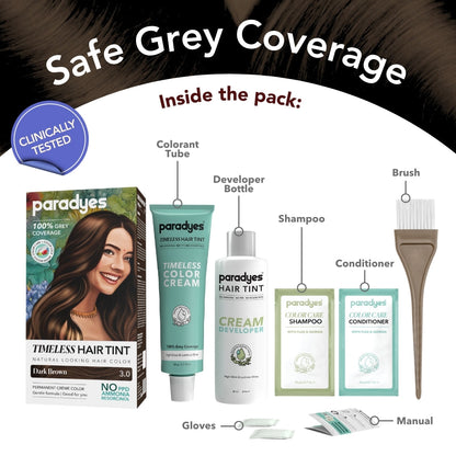 Paradyes Timeless Hair Tint Hair Color - Free of PPD, Ammonia & Resorcinol